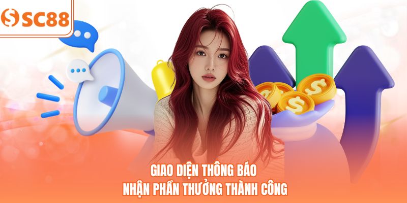Giao diện thông báo nhận phần thưởng thành công